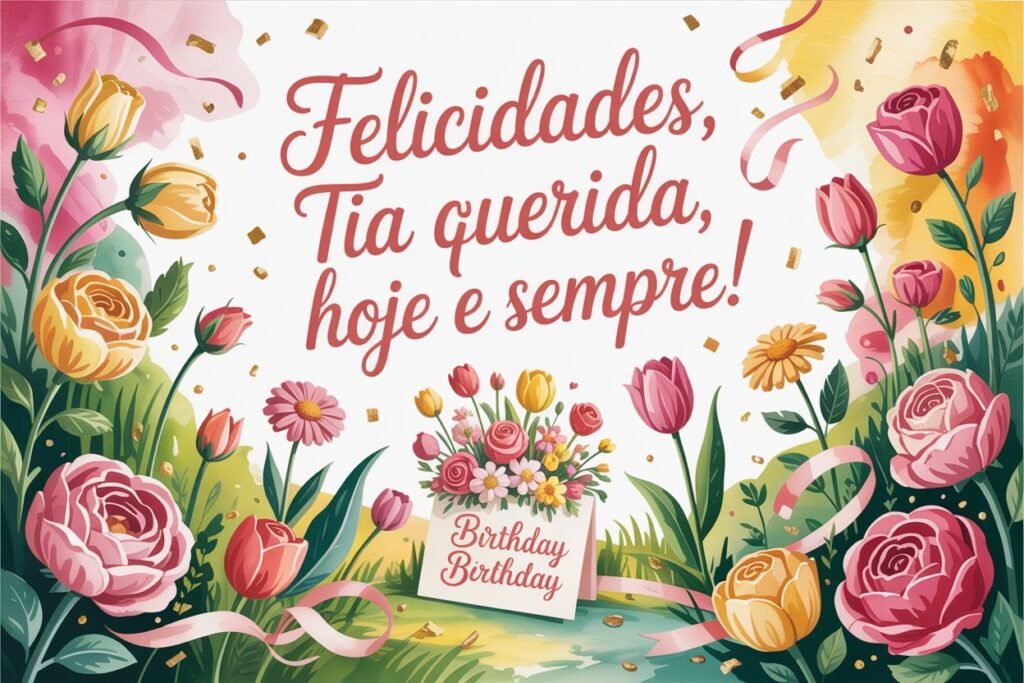 Imagens com mensagem de aniversário para tia​