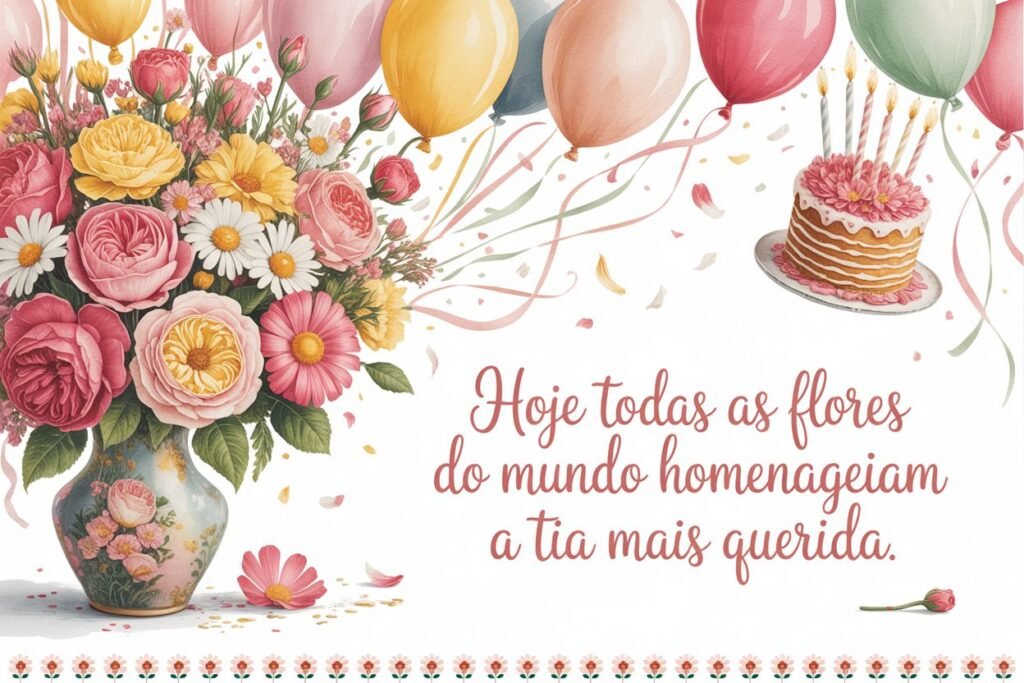 Imagens com mensagem de aniversário para tia​