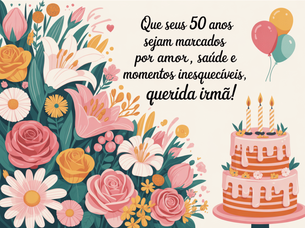 Mensagens de aniversário para irmã 50 anos