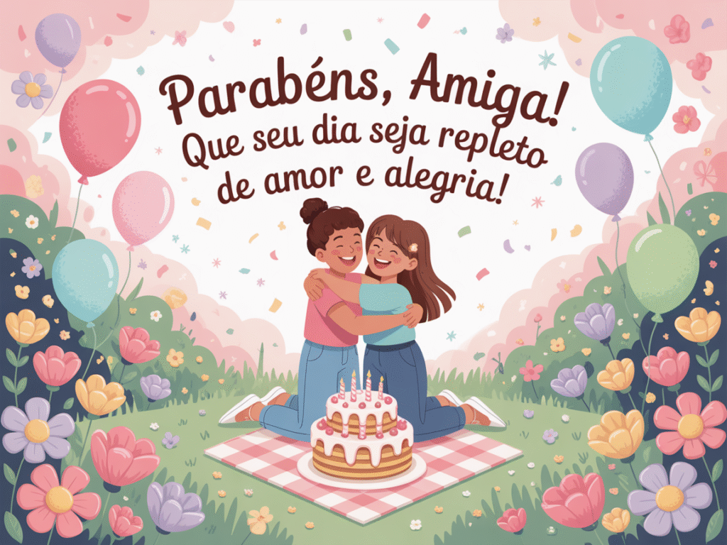 Parabéns amiga Texto pequeno