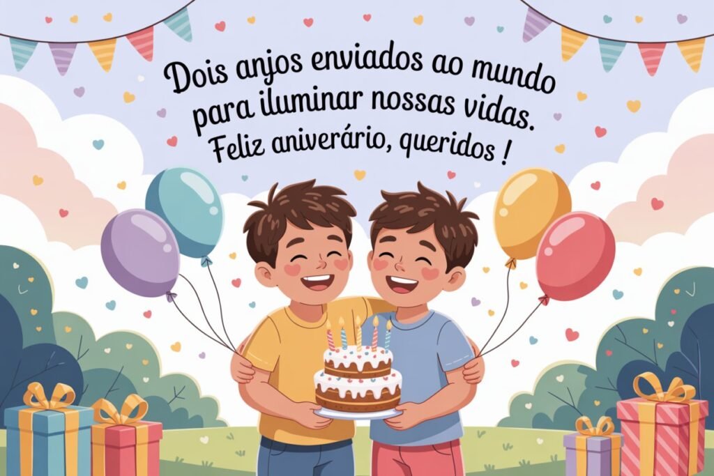 Texto de aniversário para irmãos gêmeos