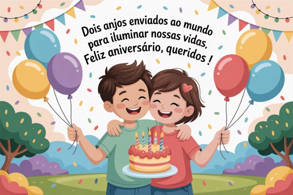 Texto de aniversário para irmãos gêmeos