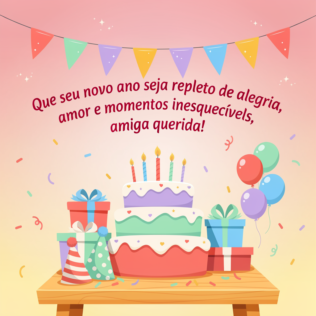 Feliz Aniversário Simples e Bonito para Amiga