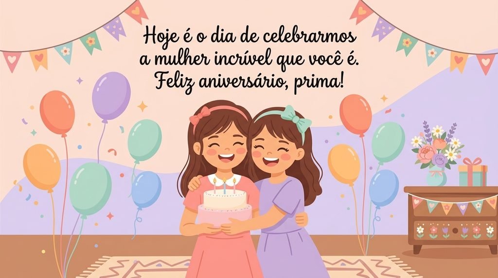 Prima querida, que seu aniversário seja repleto de alegria, amor e momentos inesquecíveis!