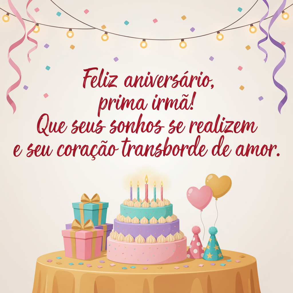 Mensagem emocionante de aniversário para prima irmã
