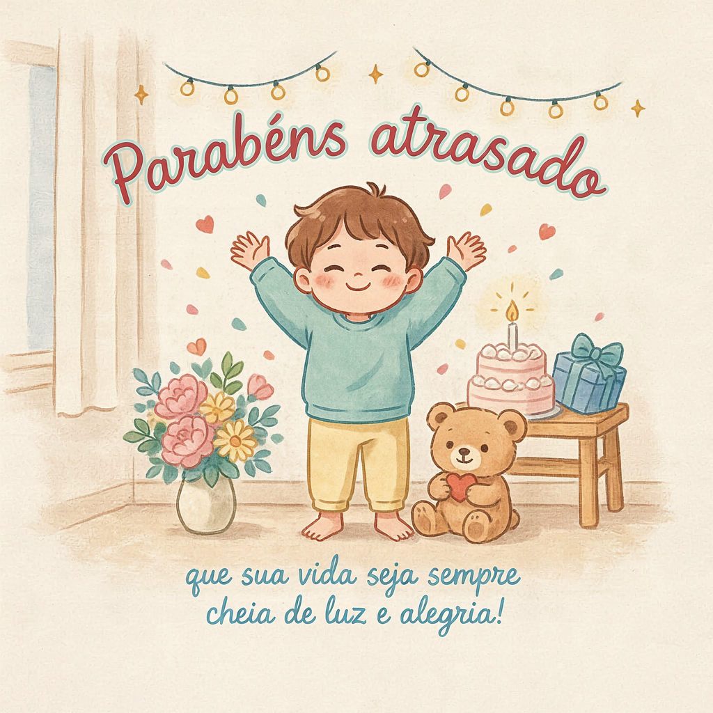 Mensagem de aniversário atrasado para WhatsApp