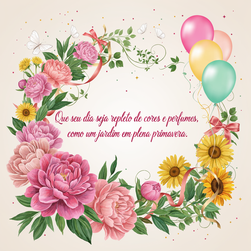 Feliz Aniversário com Flores Lindas