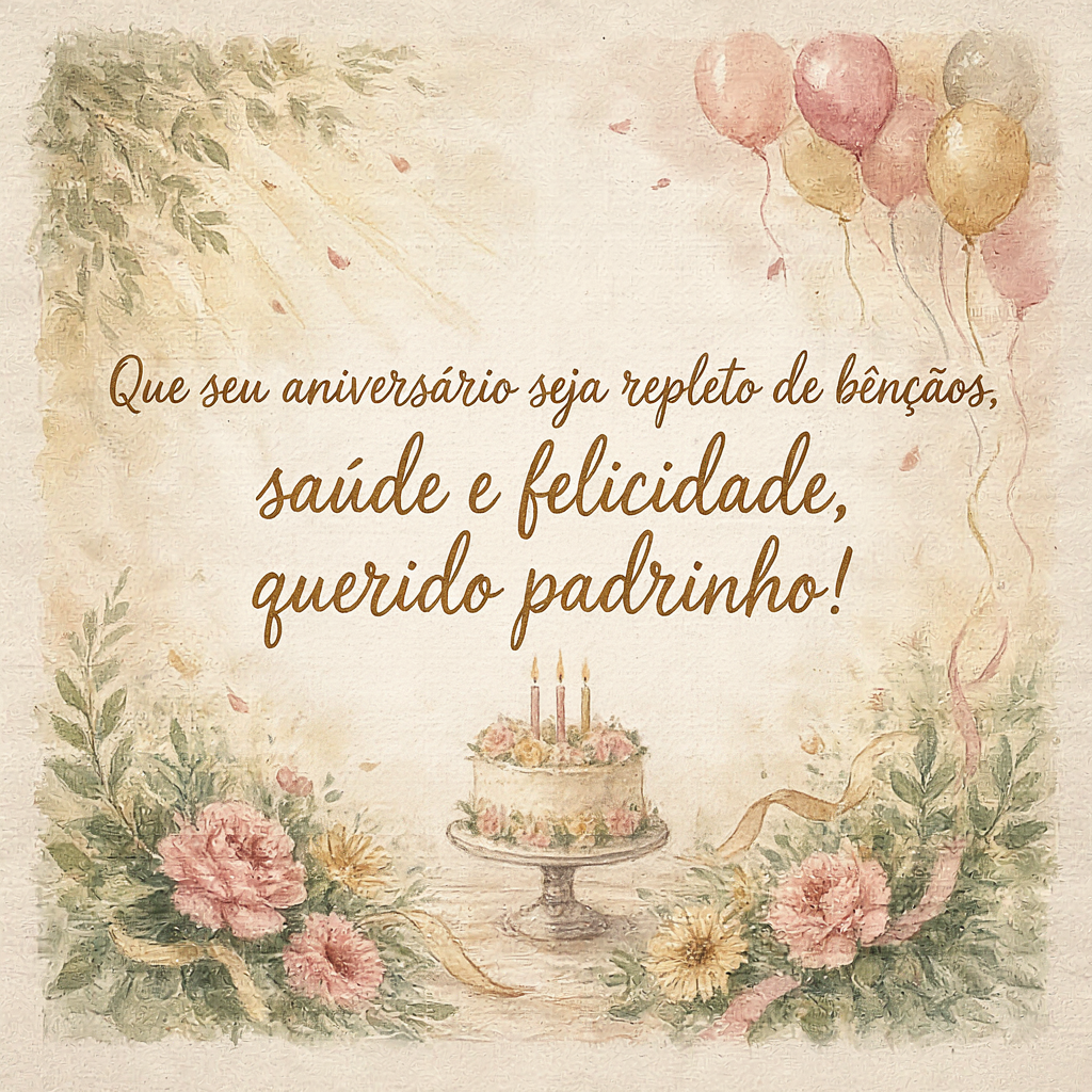 Imagens com mensagem de aniversário para padrinho de batismo