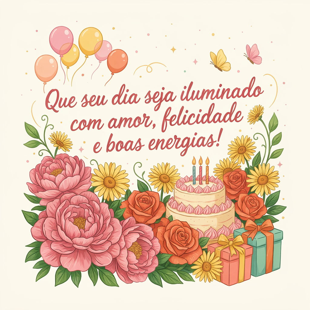 Desejo um aniversário cheio de sorrisos e amor!