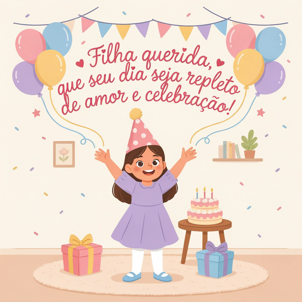 Feliz Aniversário Simples e Bonito para Filha
